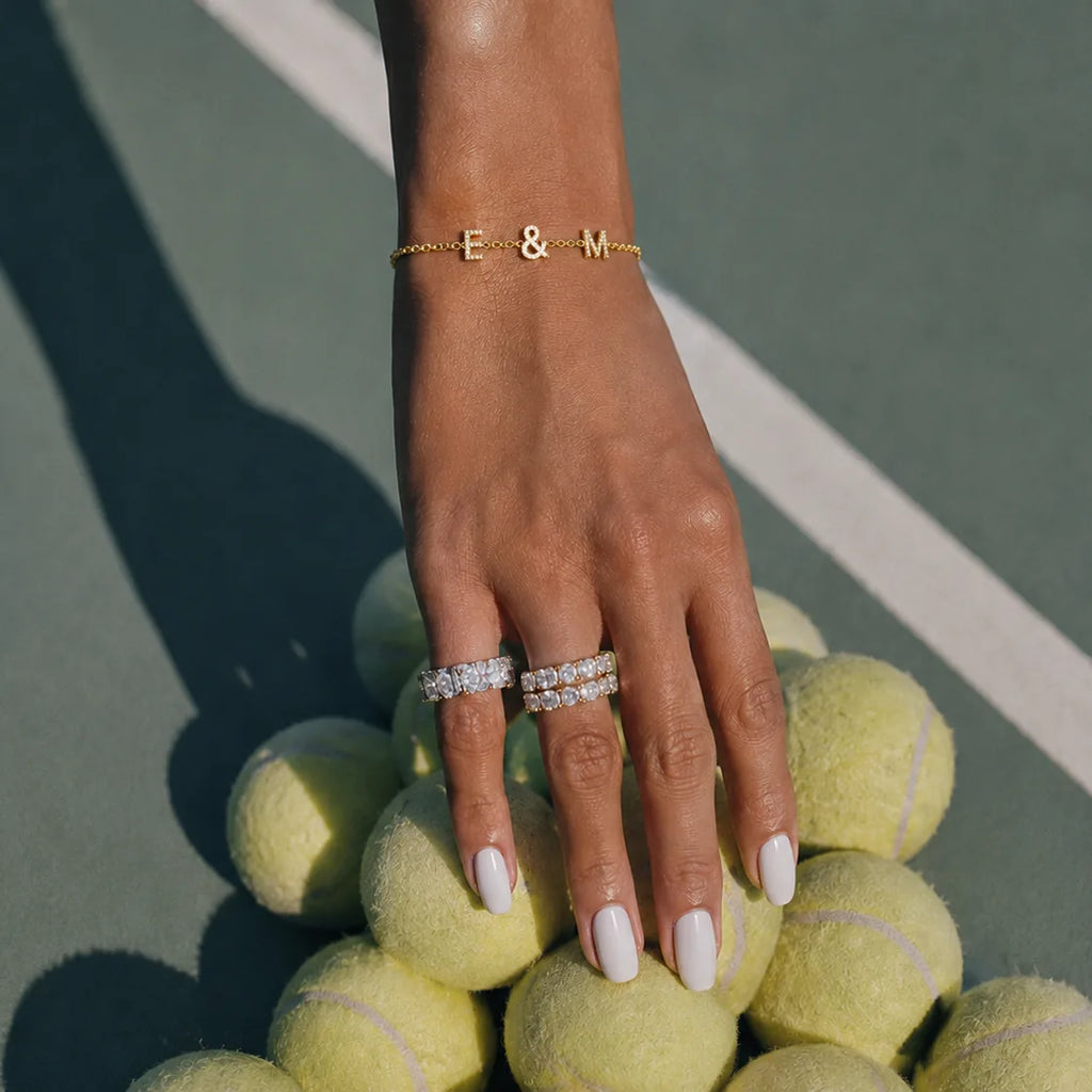 Aura Jewellery personalized zircon letter bracelet — second lifestyle shot