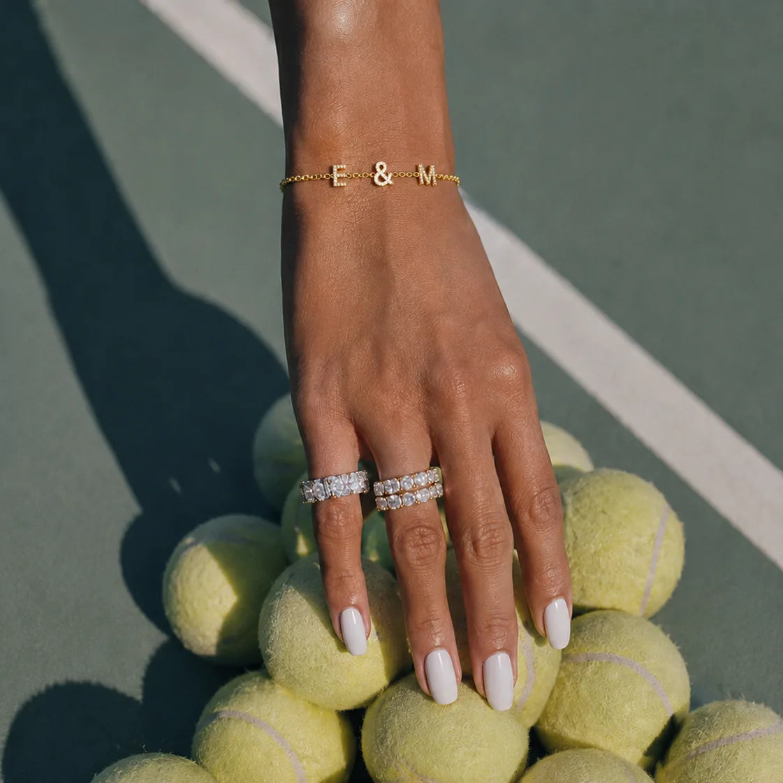 Aura Jewellery personalized zircon letter bracelet — second lifestyle shot
